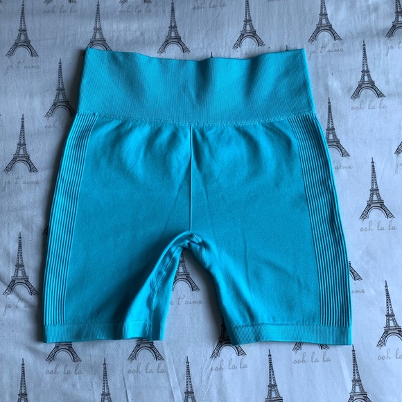 BLUE HIGH RISE MID LENGTH BIKER SHORTS SIZE XS WOMENS - Picture 2 of 3